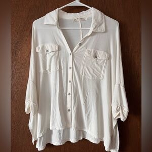 Free People white cotton blouse/long sleeves
